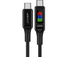 Acefast C7-03 duomenų perdavimo ir įkrovimo kabelis | USB-C į USB-C | 100W | su LED ekranu | 1,2 m | juodas