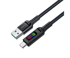 Acefast C7-04 USB-A USB-C 60W 1.2m kabelis su ekranu – juodos spalvos