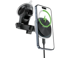Acefast D42 Magnetic Dashboard Mount with Wireless Charger, MagSafe Compatible - Juodas