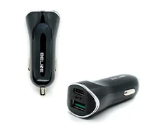 BELINE CAR CHARGER 1XUSB AND 1XUSB-C 5A 30W Juodas
