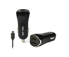 Beline automobilinis įkroviklis 2xUSB + microUSB 2,1A juodos spalvos
