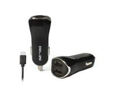 Automobilinis įkroviklis Beline 2xUSB + USB-C 2,1A juodos spalvos