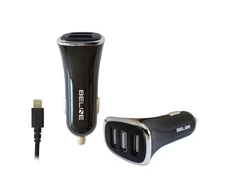 Beline automobilinis įkroviklis 3xUSB + lightning 4A juodos spalvos iPhone 5/6/7/8/X/Xs/Xr