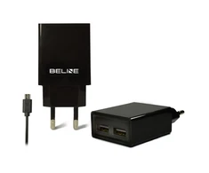 Beline Laidinis įkroviklis 2xUSB + microUSB 2A juodos spalvos