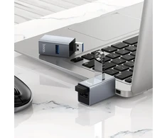 Adapteris 3in1 (USB 2.0 x 2 + USB 3.0) prie USB-A Hoco HB54 pilka