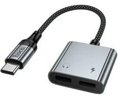 Adapteris AUX USB C į 2x USB C max 10W Hoco UPA34A UPA34A pilka