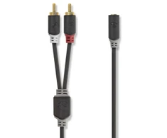 Nedis Stereo Audio kabelis 2x RCA (M) - jack 3.5 mm (F) 0.20 m juoda