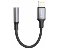 SWISSTEN TEXTILE Audio adaptér Lightning - 3.5mm Jack 0.15m juoda