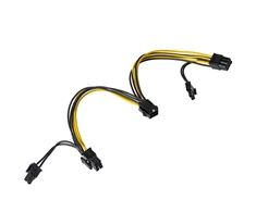 Akyga PCIE 6- pin - PCIE 8- pin x2, 0,15m, geltona (AK- CA- 55)