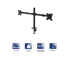 Akyga Stalinis laikiklis dviem monitoriams AK-MB-02 su 2x10kg VESA 75x75mm / 100x100mm 15-32"