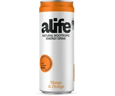 Apelsinų, mangų skonio gazuotas, natūralus energinis gėrimas ALIFE, 0,33l (skardinėje)