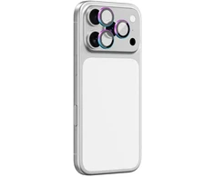 „AmazingThing“ stiklinis dėklas „Apple iPhone 17 Pro / Pro Max“ su vaivorykštės spalvos aliuminio rėmeliu