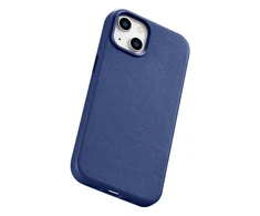 iCarer Leather Apple iPhone 14 Plus genuine leather dėklas telefonui mėlynos spalvos (compatible with MagSafe)