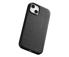 iCarer Leather Apple iPhone 14 Plus genuine leather dėklas telefonui juodos spalvos (compatible with MagSafe)