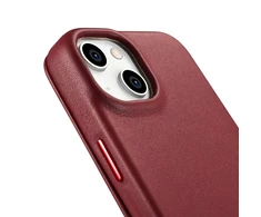iCarer CE Premium Leather Apple iPhone 14 Plus Magnetic atverčiamas Leather MagSafe dėklas telefonui raudonos spalvos (WMI14220715-RD)