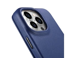 iCarer CE Premium Leather Apple iPhone 14 Pro Magnetic atverčiamas Leather MagSafe dėklas telefonui mėlynos spalvos (WMI14220714-BU)