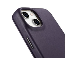 iCarer CE Premium Leather Apple iPhone 14 Plus Magnetic atverčiamas Leather MagSafe Dark dėklas telefonui violetinės spalvos (WMI14220715-DP)