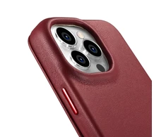 iCarer CE Premium Leather Apple iPhone 14 Pro Max Magnetic atverčiamas MagSafe dėklas telefonui raudonos spalvos (WMI14220716-RD)