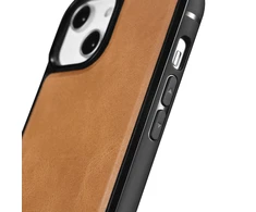 iCarer Leather Oil Wax covered with natural leather Apple iPhone 14 dėklas telefonui rudos spalvos (WMI14220717-TN)