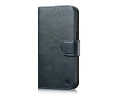 iCarer Oil Wax Wallet 2in1 Apple iPhone 14 Plus Anti-RFID Leather atverčiamas dėklas telefonui mėlynos spalvos (WMI14220723-BU)