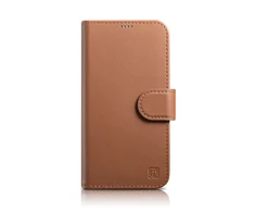iCarer Wallet 2in1 Apple iPhone 14 Pro Leather atverčiamas Anti-RFID dėklas telefonui rudos spalvos (WMI14220726-BN)