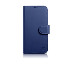 iCarer Wallet 2in1 Apple iPhone 14 Pro Leather atverčiamas Anti-RFID dėklas telefonui mėlynos spalvos (WMI14220726-BU)