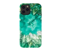 Kingxbar Agate Series dekoruotas spausdintu Agate iPhone 12 mini telefono dėklas žalios spalvos