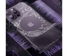 Kingxbar PQY Geek Series magnetic iPhone 14 Pro MagSafe dėklas telefonui sidabrinės spalvos