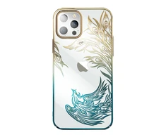 Hurtel Luxury Apple iPhone 14 Kingxbar Phoenix Crystals – dėklas telefonui aukso ir mėlynos spalvos