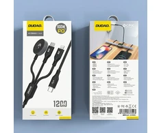 Apple Watch Dudao A12Max+ PD 100W 3in1 įkroviklio laidas: USB-C Lightning 1,2m – juodas