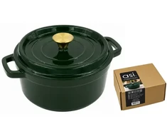 Asi Collection Maku Čuguna sautējamais katls apaļš ar vāku 3 6L / 24cm zaļš