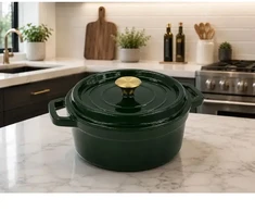 Asi Collection Maku Čuguna sautējamais katls apaļš ar vāku 3 6L / 24cm zaļš