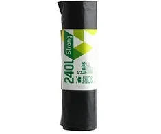 Šiukšlių maišai SORTEX, juodi, 240 L x 5 vnt. 50MK