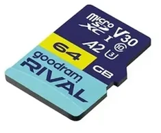 Atminties kortelė GOODRAM Micro SDXC 64GB V30 A2 UHS I U3 RIVAL + adapter