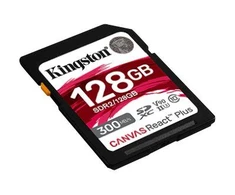 Atminties kortelė KINGSTON 128GB Canvas React Plus SDXC UHS-II 300R/260W U3 V90, skirta „Full HD“ / 4K / 8K raiškai
