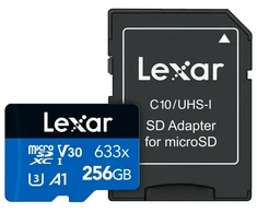 Lexar High-Performance 633x Micro SDXC 256GB memory card + SD adapter