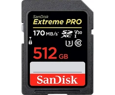 Atminties kortelė SANDISK Extreme 512GB SDXC Memory Card + 1 year RescuePRO Deluxe iki 180MB/s &amp; 130MB/s Read/Write speeds, UHS-I, Class 10, U3, V30