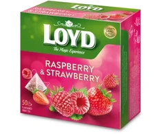 Augļu tēja LOYD Pyramids ar aveņu un zemeņu garšu, 50x2 g