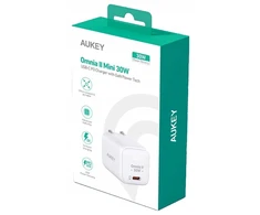 Aukey GaN, USB-C, PD 30W, balta