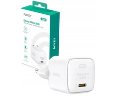 Aukey GaN, USB-C, PD 30W, balta