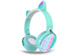 Ausinės Goodbuy belaidės headsets skirta kids | bluetooth 5.0 | LED cat ears | POP IT | mėlynas (pažeista pakuotė)