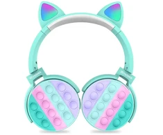 Ausinės Goodbuy belaidės headsets skirta kids | bluetooth 5.0 | LED cat ears | POP IT | mėlynas (pažeista pakuotė)