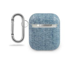 Guess apsauginis dėklas GUACA2TPUJULLB džinsų kolekcija AirPods 1/2 mėlyna