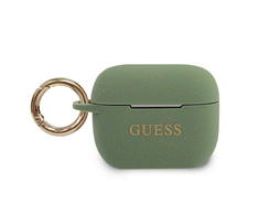 Guess Apsauginis dėklas GUACAPSILGLKA silikoninis Glitter, skirtas AirPods Pro žalias