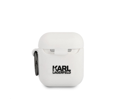 Ausinės KLACCSILKHWH Karl Lagerfeld Karl Head Silikoninis dėklas skirtas Airpods 1/2 Baltas