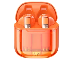 Ausinės Oem Borofone TWS Bluetooth Earphones BW23 Crystal Bean Transparent Edition oranžinės spalvos