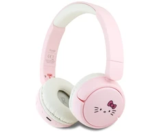 Ant ausų uždedamos ausinės Hello Kitty Face Logo Bluetooth rožinės spalvos