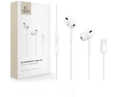 Ausinės TECH-PROTECT ULTRABOOST TYPE-C EARPHONE CORE G3 Baltas