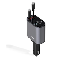 AutoSky automobilinis įkroviklis 4 viename su USB-C ir Lightning, 100 W, ARCC-101