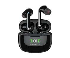 Bluetooth 5.2 TWS Sports ausinės + AWEI Docking Station (TA8) juodos spalvos